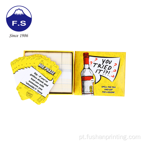 Cartões de jogo personalizados de jogo de bebida com flash de papel flash